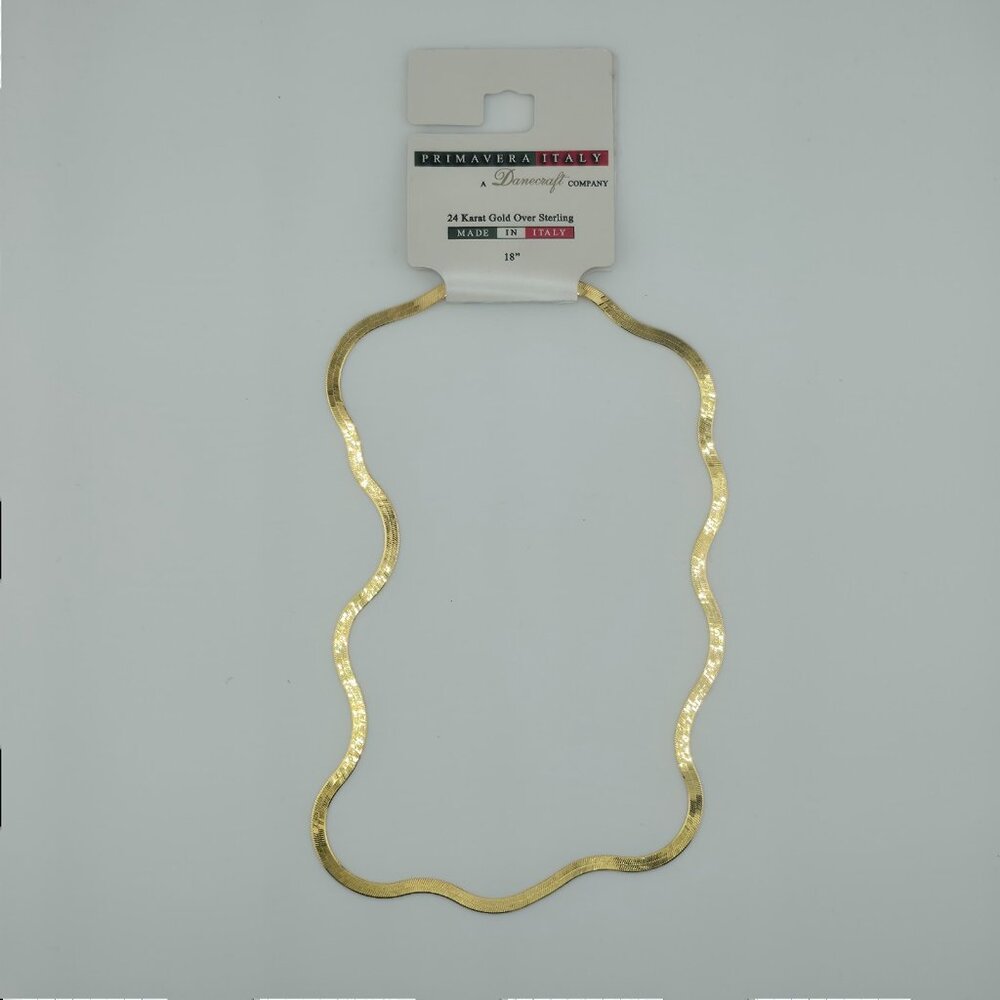 Gold Over Sterling Silver Herringbone Chain Ladies Men 18 Inches 954‎ 24K